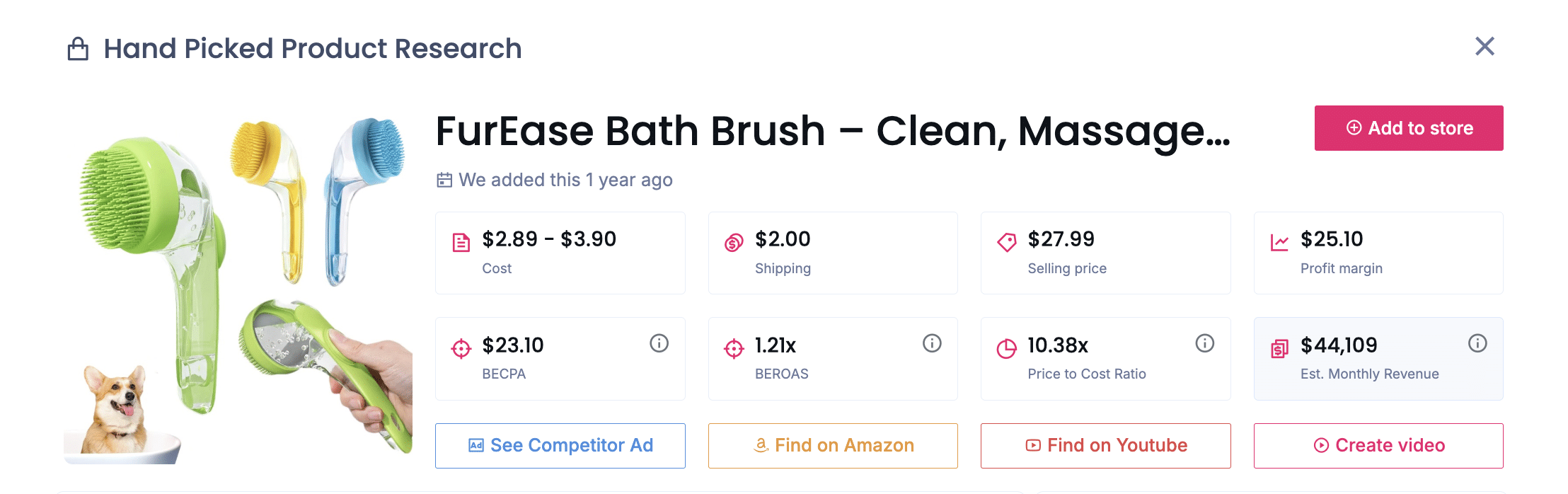 Dual-Action Pet Bath & Massage Brush